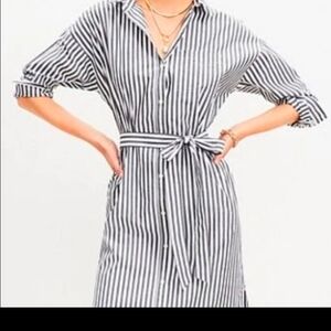 LOFT Women's Multicolor Striped Shirt Dress Midi Size XL